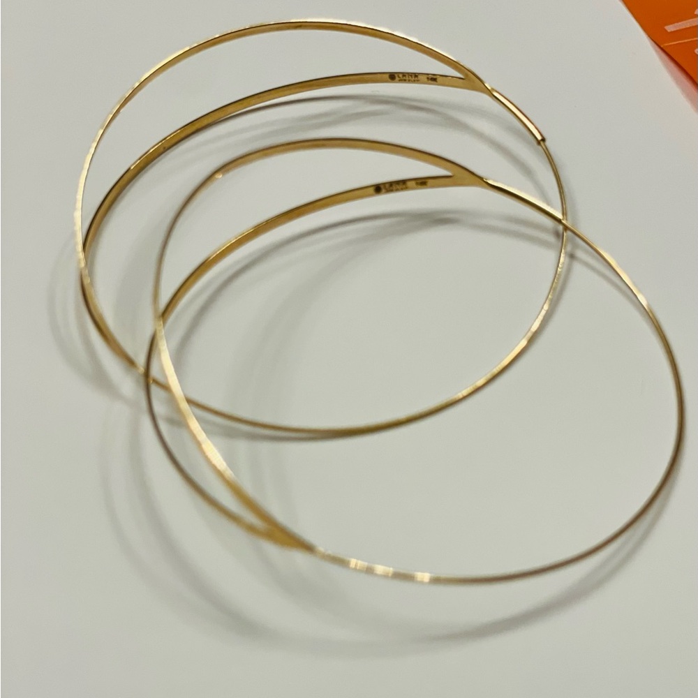 Lana Jewelry 14K yellow Gold Flirt Split hoops 3" long - Picture 14 of 16